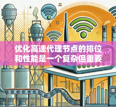 优化高速代理节点的排位和性能是一个复杂但重要的任务,需要综合考虑多个因素。以下是一个清晰的指南,帮助您有效优化节点的排位和性能 优化高速代理节点的排位和性能是一个复杂但重要的任务,需要综合考虑多个因素。以下是一个清晰的指南,帮助您有效优化节点的排位和性能