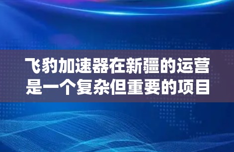 飞豹加速器在新疆的运营是一个复杂但重要的项目,对新疆以北的铁路系统产生了显著影响。以下是关于飞豹加速器在新疆的详细说明 飞豹加速器在新疆的运营是一个复杂但重要的项目,对新疆以北的铁路系统产生了显著影响。以下是关于飞豹加速器在新疆的详细说明